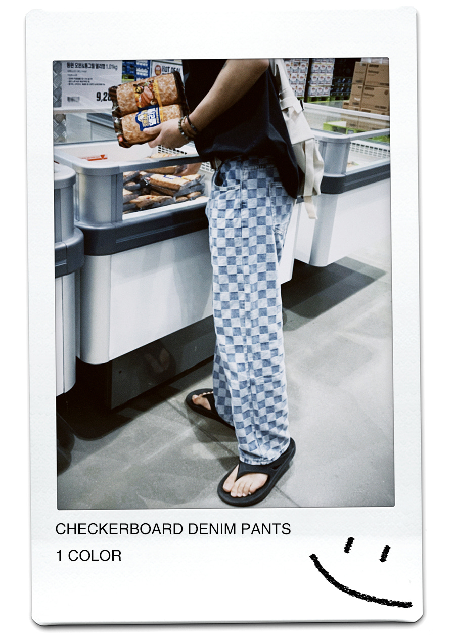 checkerboard denim pants