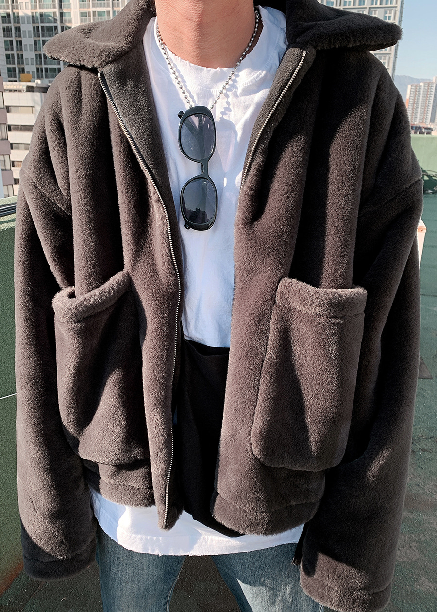collar fur jacket(2 color)