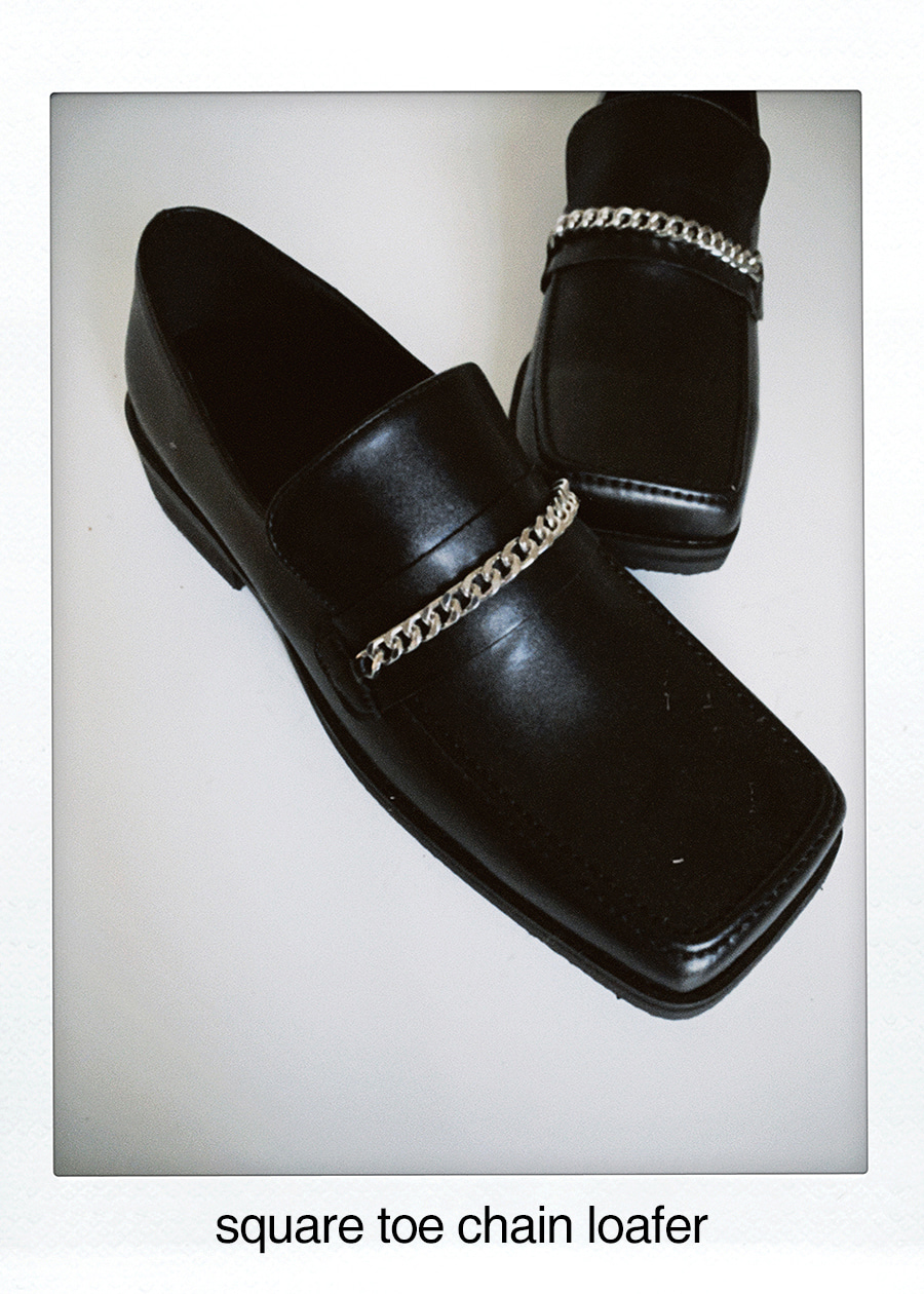 square toe chain loafer