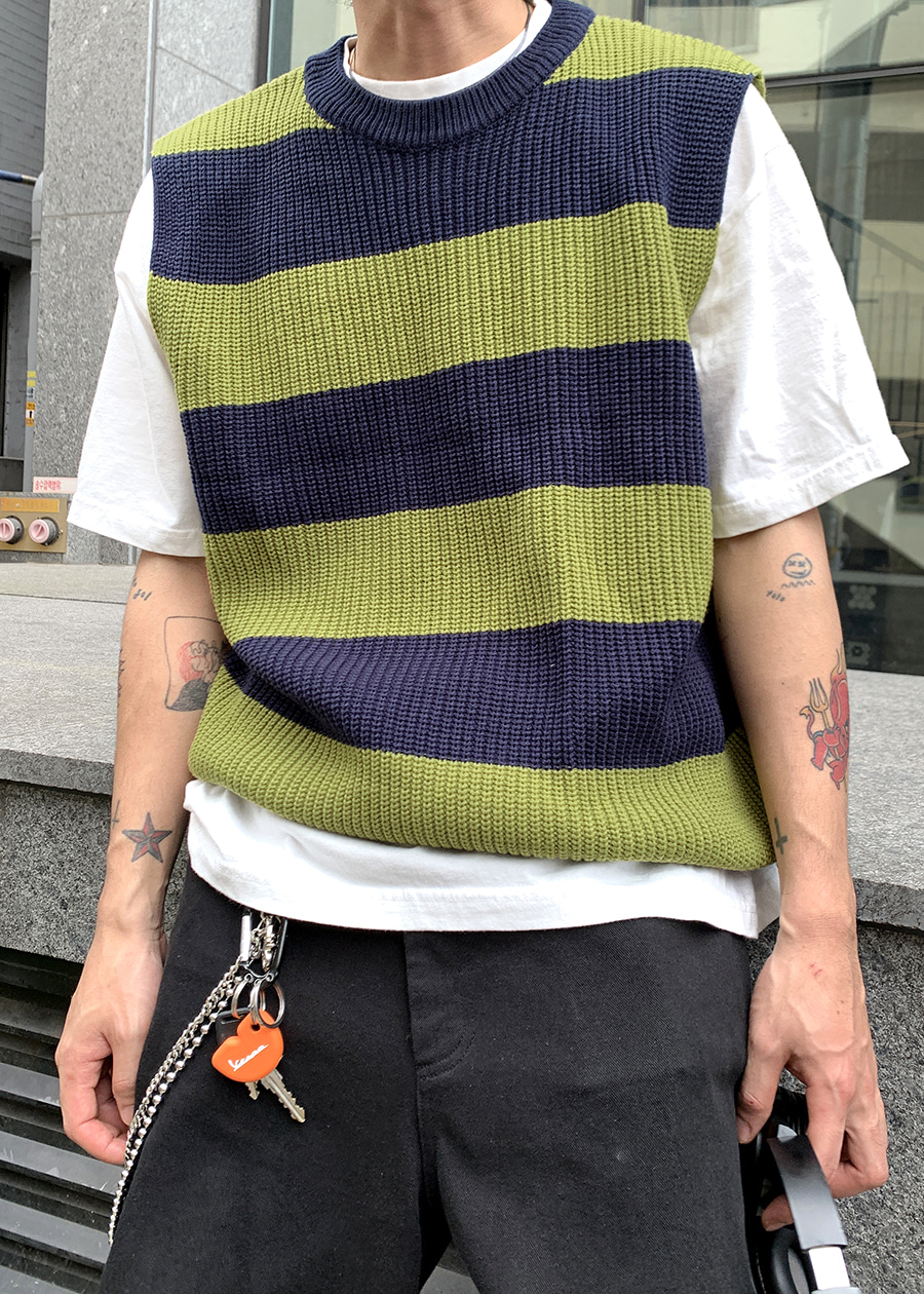 stripe kint vest(4 color)
