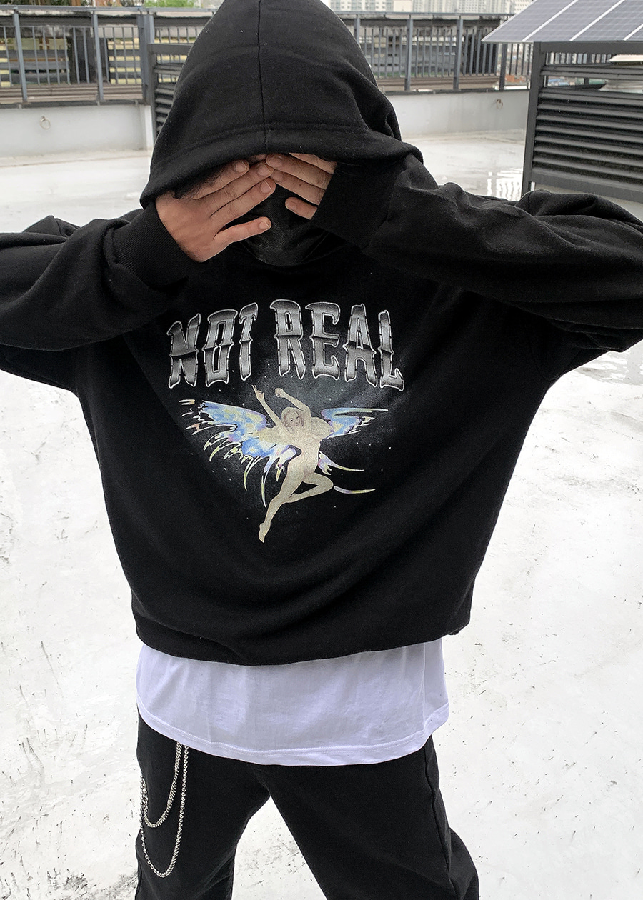 is real not real hoodie black