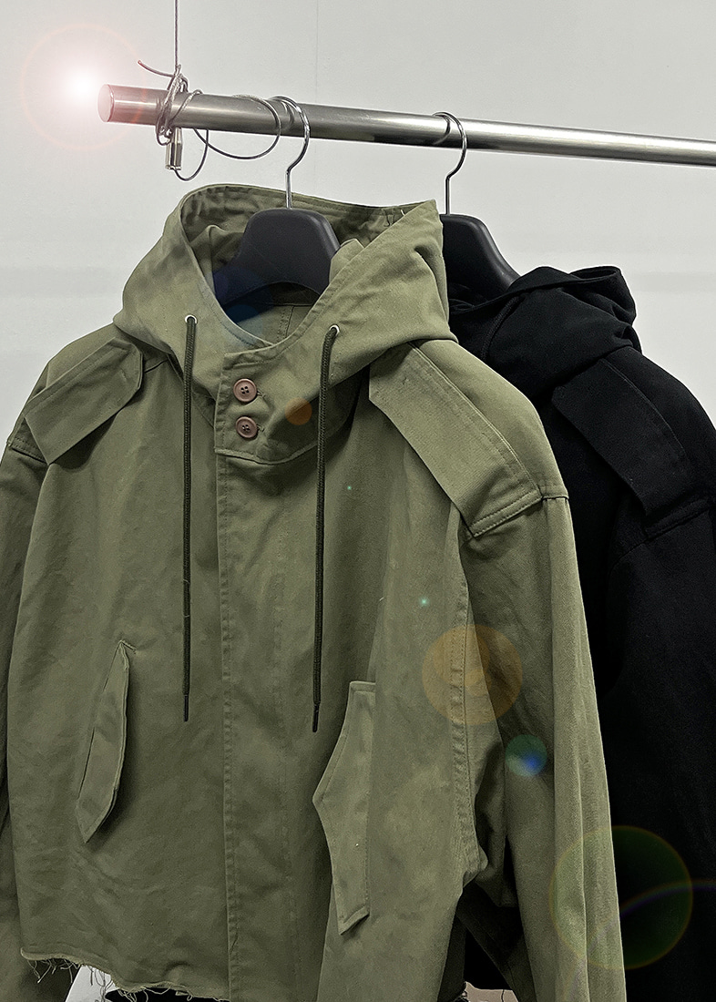 cropped hood parka jacket(2 color)