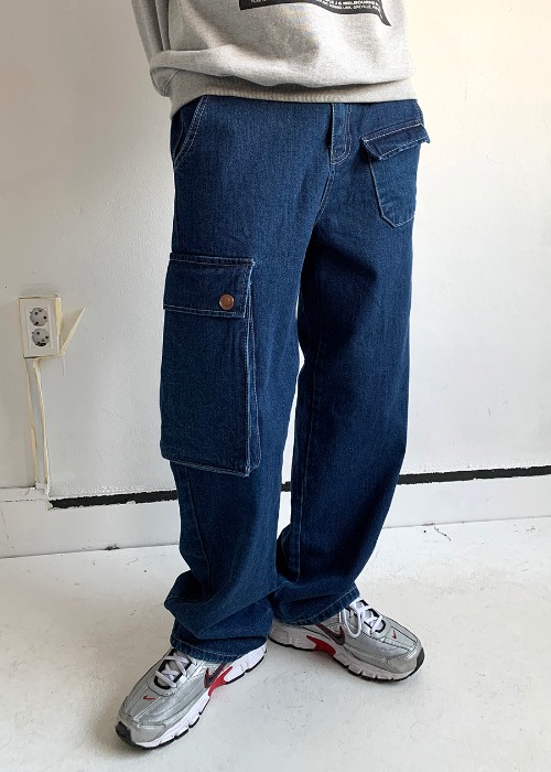 pocket wide denim pants